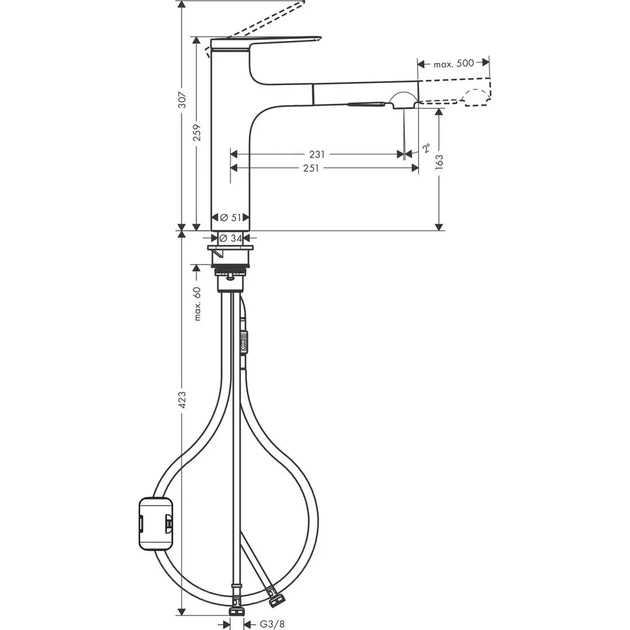 Hansgrohe Zesis M33 160 Смеситель для кухни, хром (74801000) - изображение 3