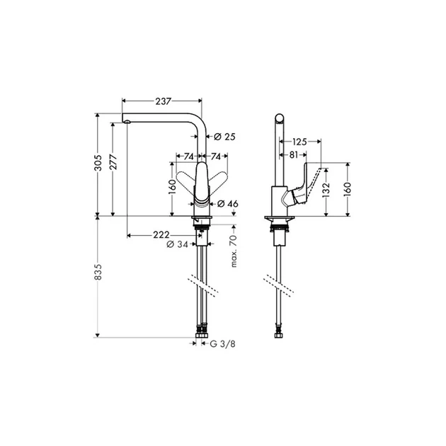 Hansgrohe Focus 280 Смеситель для кухни, нерж. сталь (31817800) - изображение 2