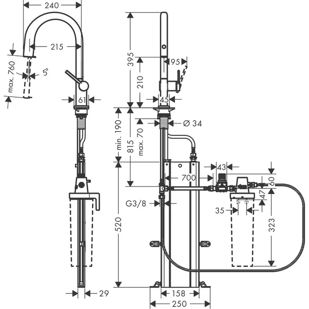 Hansgrohe Aqittura M91 Смеситель для кухни, хром (76826000) - изображение 8