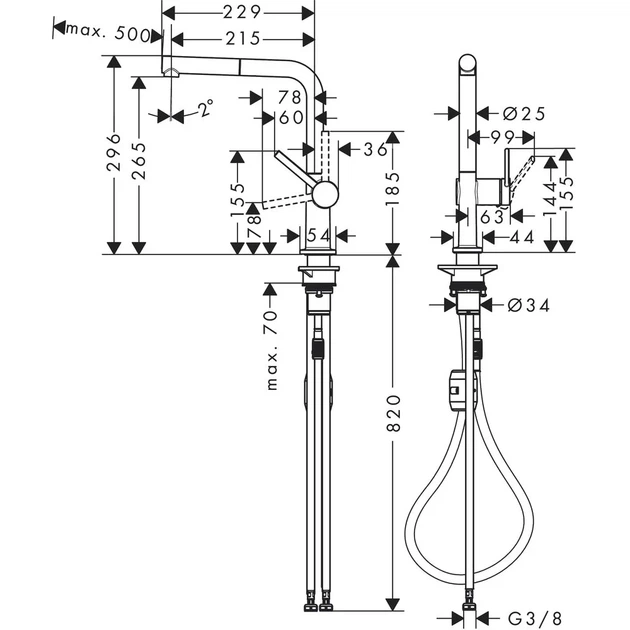 Hansgrohe Talis M54 210 Смеситель кухни, черный хром (72808340) - изображение 3