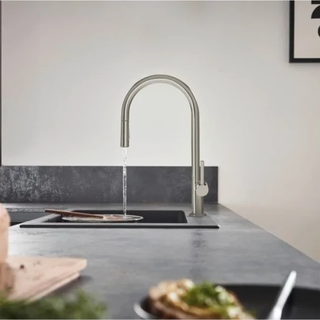 Змішувач для кухні Hansgrohe Talis 210 1jet з витяжним виливом, Stainless Steel (72802800) - изображение 2
