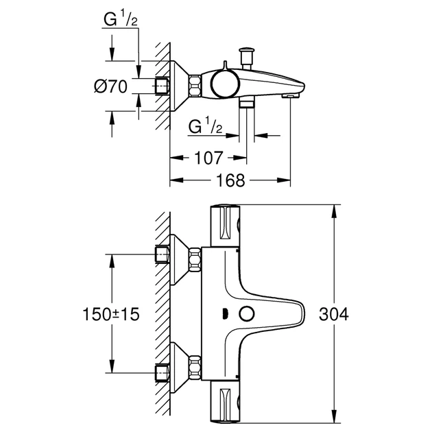 Grohe Grohtherm 800 Термостат для ванни, хром (34567000) - зображення 9