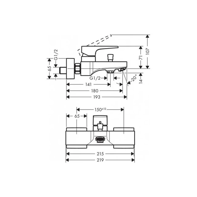 Hansgrohe Metropol Смеситель для ванны, черный матовый (32540340) - изображение 2
