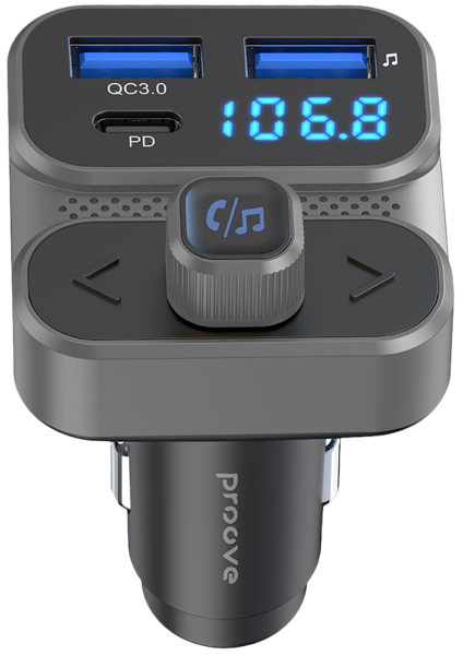 FM-модулятор/дисплей 36W USB-A/USB-C PD+QC3.0 Proove Luxor SE gray (FMLX20120003) UA - зображення 2