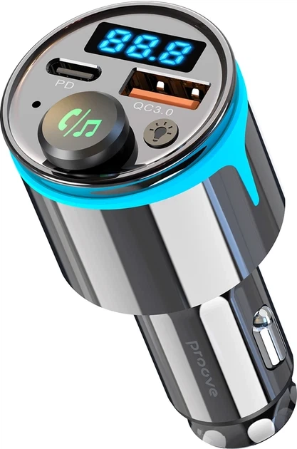 FM-модулятор/дисплей 30W (PD+QC3.0) Type-C+USB Proove Nexus black UA (FMNX30110001) - зображення 4
