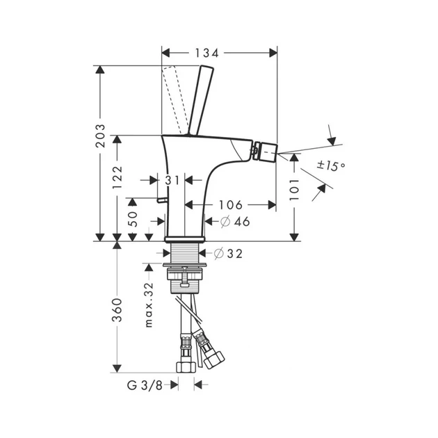 Hansgrohe PuraVida Смеситель для биде, хром (15270000) - изображение 4