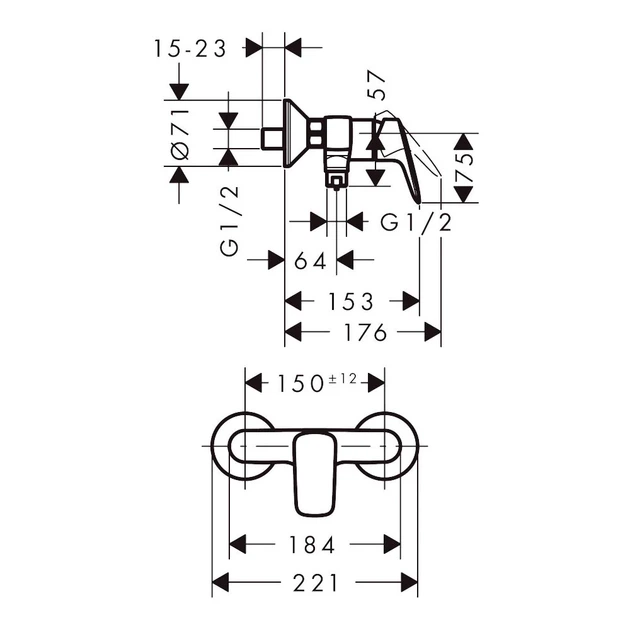 HANSGROHE Logis Смеситель для душа, черный матовый (71600670) - изображение 2
