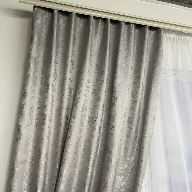 Жаккардовые шторы "песок" серого цвета на тасьме 2шт. 150х270 ALBO 000353689 - изображение 5