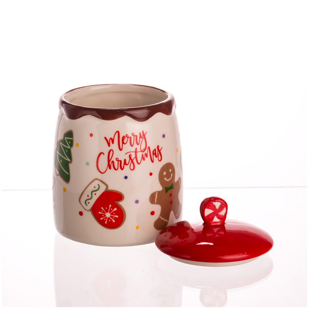Банка для сипких продуктів порцелянова з кришкою 9x13 см для кухні Merry Christmas HM-2712 - зображення 2