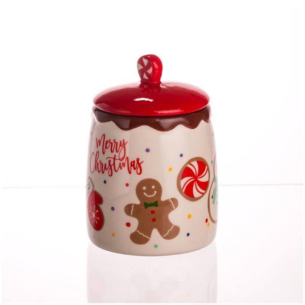 Банка для сипких продуктів порцелянова з кришкою 9x13 см для кухні Merry Christmas HM-2712 - зображення 5