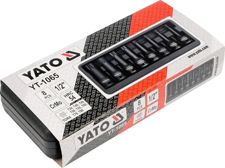 Набір ударних біт YATO TORX T30-T80 1/2 8 шт YT-1065 - зображення 2