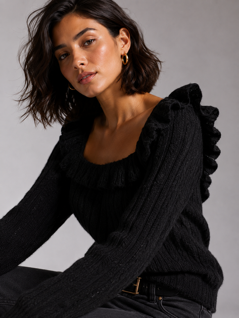 Свитер с квадратным вырезом TOPSHOP 23Y52TCHR M (94076M) Черный - изображение 4