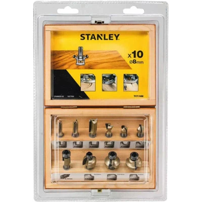 Набор фрез Stanley TCT 8 мм, 10 шт. - Фото 2 Набор фрез Stanley TCT 8 мм, 10 шт. - изображение 2