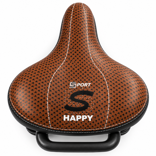 Седло велосипедное Sport Happy мягкое с двойной амортизацией и ручкой универсальное - изображение 4
