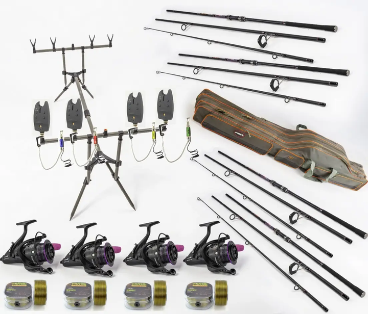 Карповий набір Вудлища Weida Carp Expert 3,90 м + котушки + Род Под на 4 Вудлища + Свінгера+ Сигналізатори - Фото 1 Карповий набір Вудлища Weida Carp Expert 3,90 м + котушки + Род Под на 4 Вудлища + Свінгера+ Сигналізатори - зображення 1