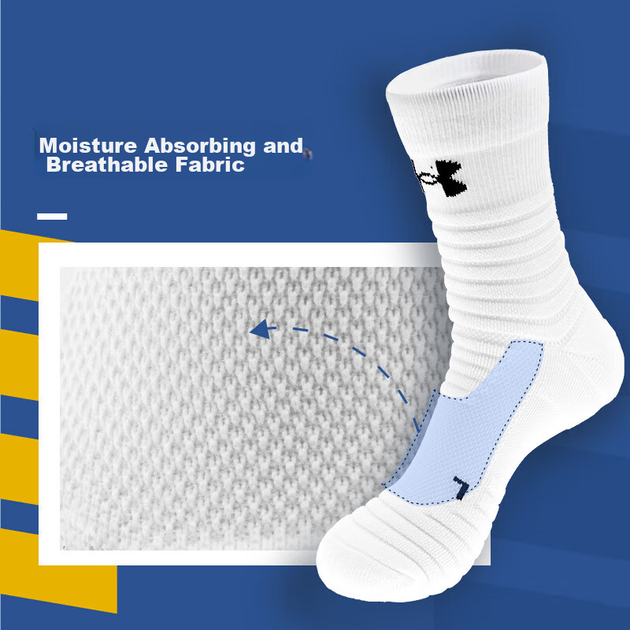 Носки Under Armour 22610208 мужские спортивные средней высоты влагоотводящие зимние, белые, 3 пары, размер 37-40 - Фото 4 Носки Under Armour 22610208 мужские спортивные средней высоты влагоотводящие зимние, белые, 3 пары, размер 37-40 - изображение 4