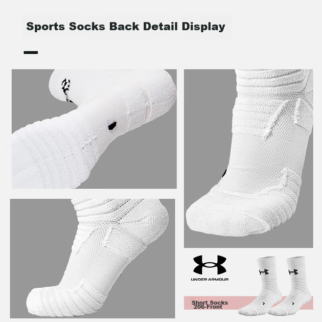 Носки Under Armour 22610208 мужские спортивные средней высоты влагоотводящие зимние, белые, 3 пары, размер 37-40 - Фото 8 Носки Under Armour 22610208 мужские спортивные средней высоты влагоотводящие зимние, белые, 3 пары, размер 37-40 - изображение 8