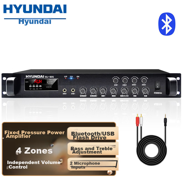 Усилитель высокой мощности HYUNDAI 180 Вт (пиковая мощность), Bluetooth, потолочная акустическая система, настенный монтаж, домашний кинотеатр, четырехзонное управление звуком SU-905 - Фото 11 Усилитель высокой мощности HYUNDAI 180 Вт (пиковая мощность), Bluetooth, потолочная акустическая система, настенный монтаж, домашний кинотеатр, четырехзонное управление звуком SU-905 - изображение 11