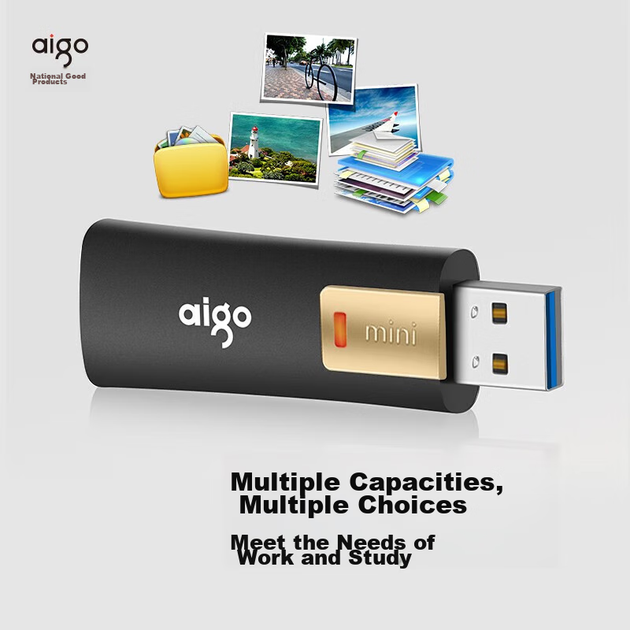 Флеш-накопитель Aigo 128 ГБ USB 3.2 L8302 с защитой от записи, черный, антивирусной защитой и защитой от ошибок. - изображение 5