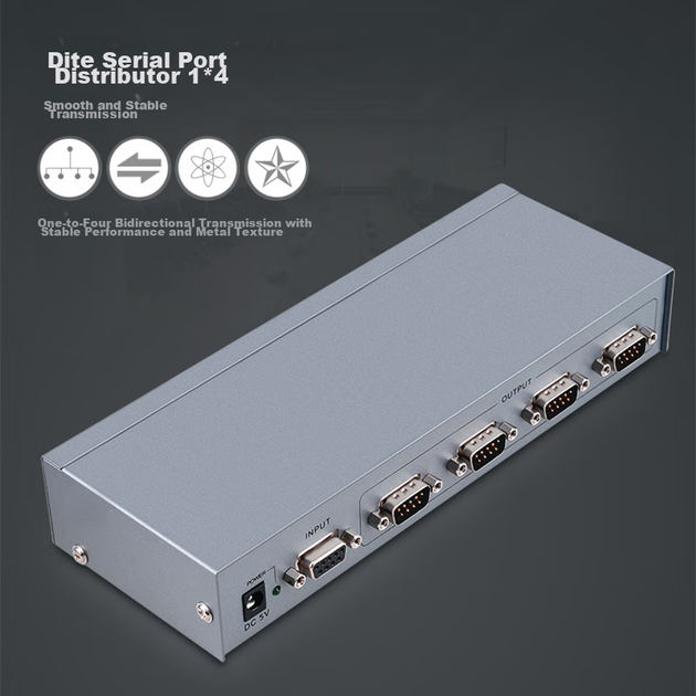 Разветвитель DTECH DT-5044 последовательного порта RS232, 1 вход — 4 выхода, разъемы DB9, двунаправленный с каскадным подключением - изображение 5