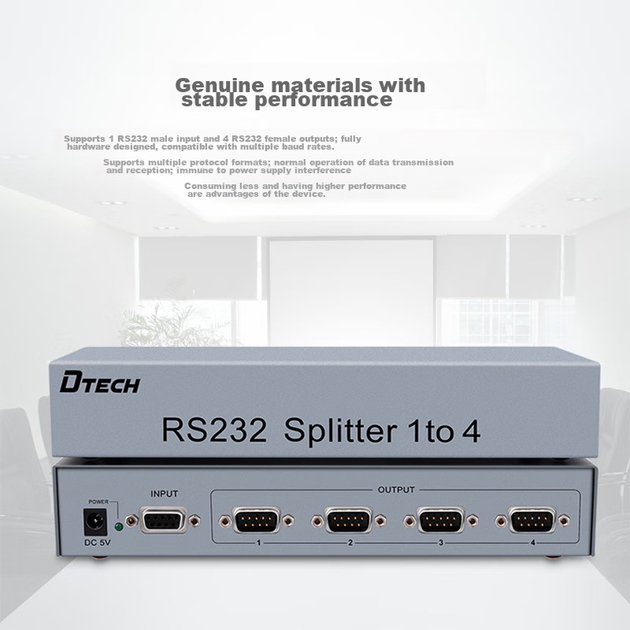 Разветвитель DTECH DT-5044 последовательного порта RS232, 1 вход — 4 выхода, разъемы DB9, двунаправленный с каскадным подключением - изображение 7