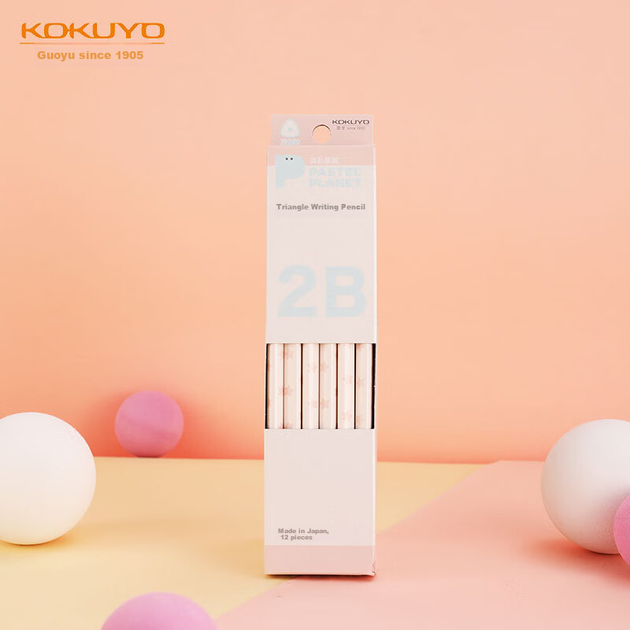 Карандаши KOKUYO WSG-ENJ2B01P трехгранные 2B, 12 шт, розовые - Фото 4 Карандаши KOKUYO WSG-ENJ2B01P трехгранные 2B, 12 шт, розовые - изображение 4