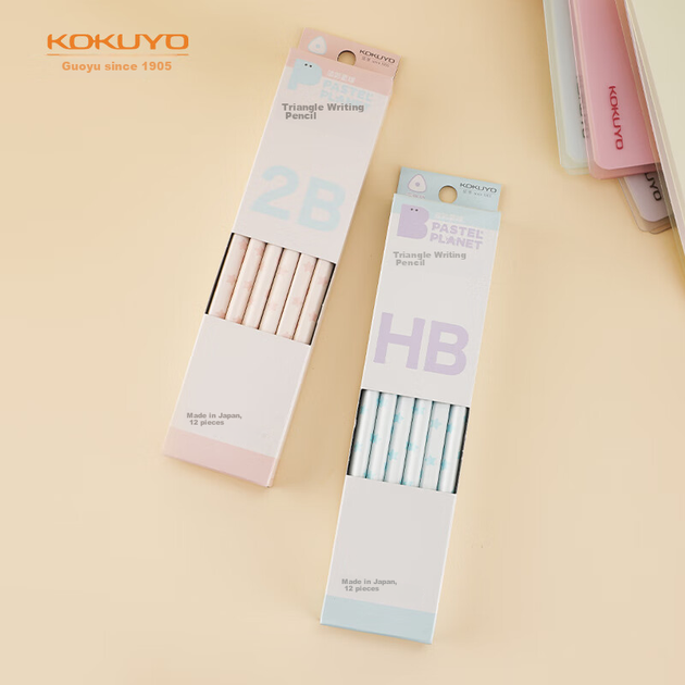 Карандаши KOKUYO WSG-ENJ2B01P трехгранные 2B, 12 шт, розовые - Фото 5 Карандаши KOKUYO WSG-ENJ2B01P трехгранные 2B, 12 шт, розовые - изображение 5