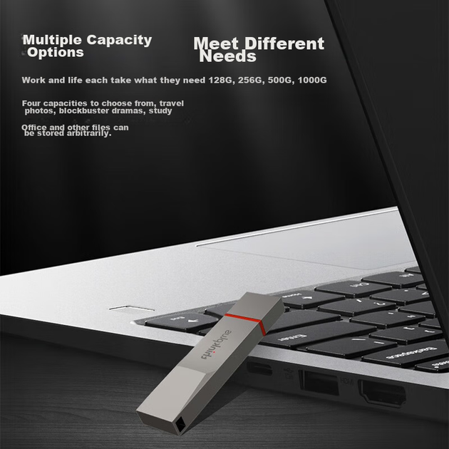 Флеш-накопичувач ThinkPlus Lenovo 256 ГБ USB 3.2 серії TU180Pro, металевий USB-накопичувач великої ємності, високої якості, незамінний для навчання та офісного використання - зображення 7