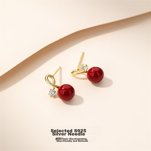 Серьги Qlady женские красные с серебряной иглой, ювелирные украшения - изображение 6