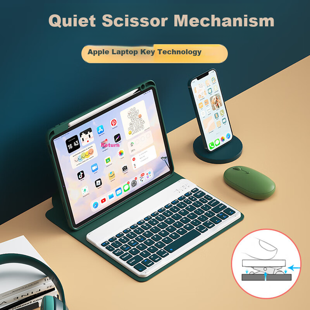 Чохол для iPad BOW Hangshi HC036K 2025 року, сумісний з iPad Pro 18/20/21 версії, універсальний чохол для планшета з інтегрованим слотом для ручки, горизонтальним та вертикальним екраном, 11 дюймів, благородний чорний - зображення 7