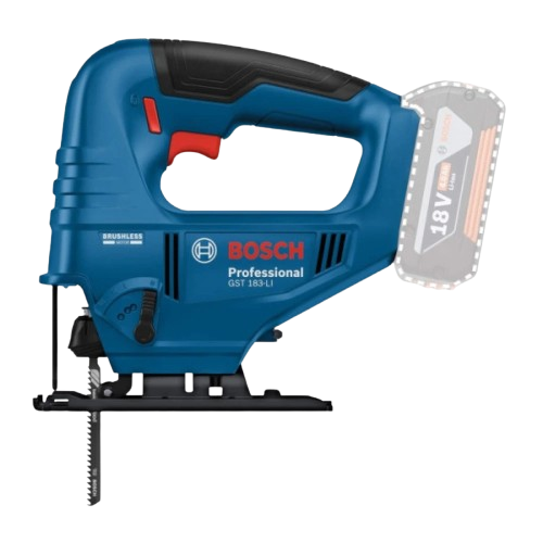 Акумуляторний безщітковий електролобзик Bosch Professional GST 183-LI Solo C Синій (06015B7020) - Фото 3 Акумуляторний безщітковий електролобзик Bosch Professional GST 183-LI Solo C Синій (06015B7020) - зображення 3