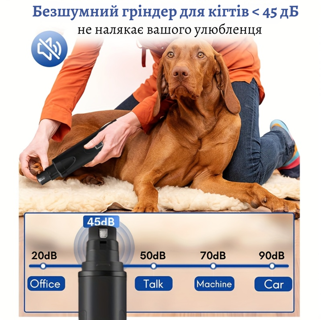 Гриндер для когтей для котов и собак No brand, триммер для ухода за когтями, черный (278-BLACK) - изображение 5
