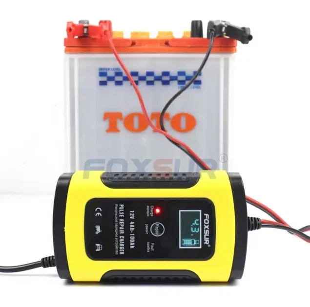 Зарядное устройство для аккумулятора FOXSUR 12V 5A, 4-100 А-ч импульсная зарядка - изображение 3