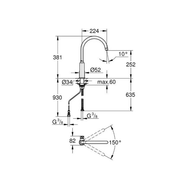 Grohe Blue Pure Кран для фильтрованной воды, хром (31724000) - изображение 14