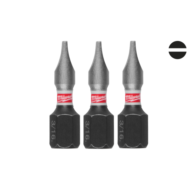 Бита SHOCKWAVE MILWAUKEE, SL1,2x6,5, 25мм, (3шт) - Фото 1 Бита SHOCKWAVE MILWAUKEE, SL1,2x6,5, 25мм, (3шт) - изображение 1