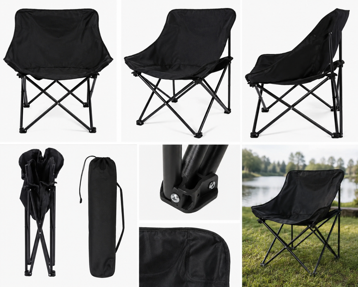 Складной стул со спинкой и чехлом RIAS R-67 47×47×67 см Black (3_08702) - изображение 6