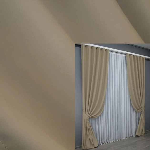 Комплект штор VR-Textil Midnight блекаут 2 шт 100x290 см темний бежевий (1230ш) - Фото 1 Комплект штор VR-Textil Midnight блекаут 2 шт 100x290 см темний бежевий (1230ш) - зображення 1