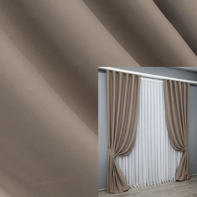 Комплект штор VR-Textil Midnight блекаут 2 шт 150x290 см капучино (1674ш) - Фото 1 Комплект штор VR-Textil Midnight блекаут 2 шт 150x290 см капучино (1674ш) - зображення 1