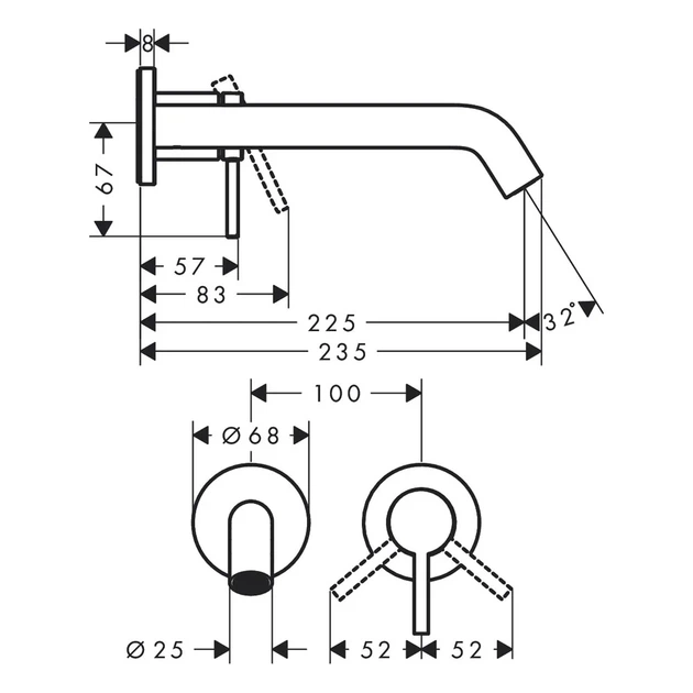 Hansgrohe Tecturis S Змішувач для раковини, матова бронза (73351140) - Фото 3 Hansgrohe Tecturis S Змішувач для раковини, матова бронза (73351140) - зображення 3