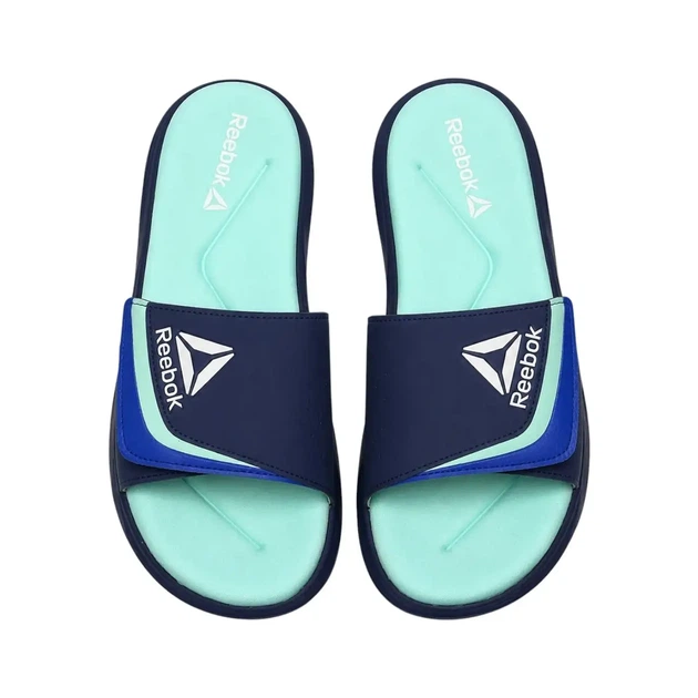 Жіночі шльопанці Reebok Delta Flow Slide літні резинові тапки сині з зеленим на пляж повсякденні Розмір 38 - Фото 3 Жіночі шльопанці Reebok Delta Flow Slide літні резинові тапки сині з зеленим на пляж повсякденні Розмір 38 - изображение 3