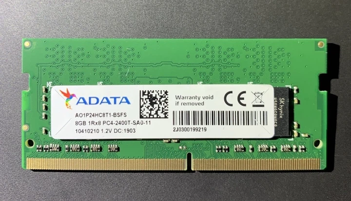 Оперативная память для ноутбука ADATA 8GB DDR4 2400MHz SO-DIMM 1Rx8 (AO1P24HC8T1-BSFS) - Фото 1 Оперативная память для ноутбука ADATA 8GB DDR4 2400MHz SO-DIMM 1Rx8 (AO1P24HC8T1-BSFS) - изображение 1