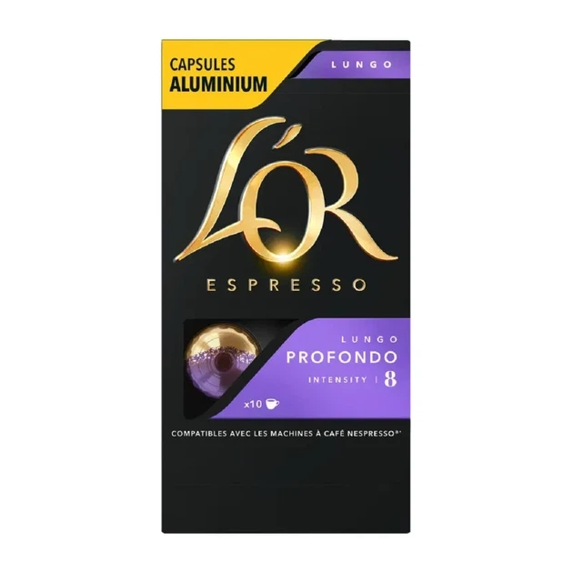 Капсули Nespresso L'OR Lungo Profondo льор профондо 10 шт ілюміній - Фото 1 Капсули Nespresso L'OR Lungo Profondo льор профондо 10 шт ілюміній - зображення 1