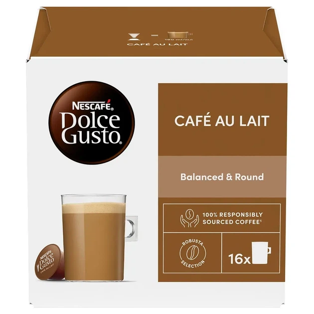 Капсули Nescafe Dolce Gusto Cafe Au Lait нескафе дольче густо ау лайт 16 капсул - зображення 2