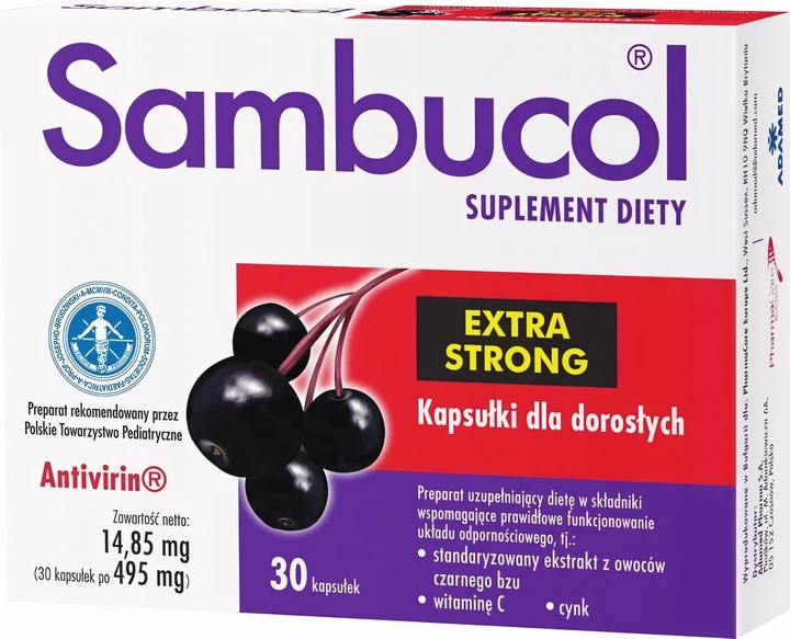 Suplement diety Adamed Sambucol Extra Strong 30 kapsułek (5900411003278) - Zdjęcie 1 Suplement diety Adamed Sambucol Extra Strong 30 kapsułek (5900411003278) - obraz 1