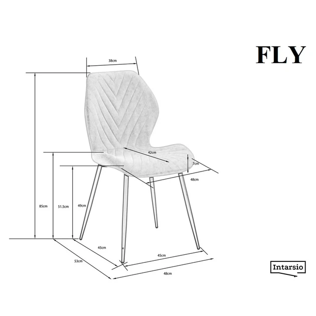 Стул FLY чёрный каркас серый бархат 85х48х53 см - Фото 6 Стул FLY чёрный каркас серый бархат 85х48х53 см - изображение 6