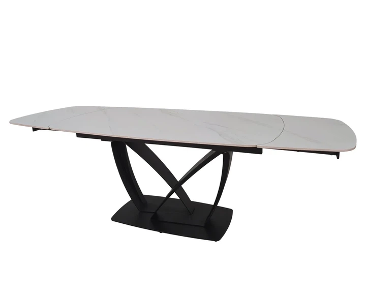 Обеденный стол TYLER CERAMIC раскладной 160(240)x90 см керамика белый мат/железо черное - Фото 3 Обеденный стол TYLER CERAMIC раскладной 160(240)x90 см керамика белый мат/железо черное - изображение 3