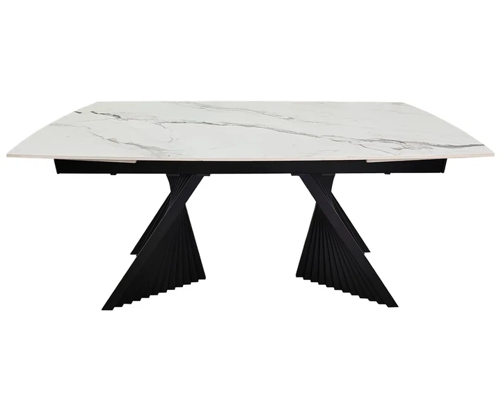 Стол обеденный раскладной EDMUND CERAMIC 160(240)x90 см керамика белый мат/железо черный - изображение 3