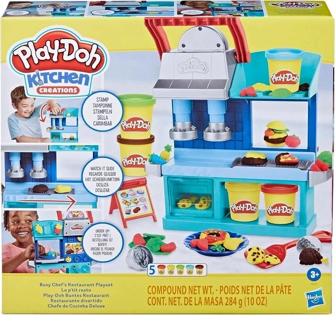 Набор для лепки Ресторан шеф-повара Play-Doh Hasbro (F8107) — Двусторонняя кухня с пластилином - Фото 1 Набор для лепки Ресторан шеф-повара Play-Doh Hasbro (F8107) — Двусторонняя кухня с пластилином - изображение 1