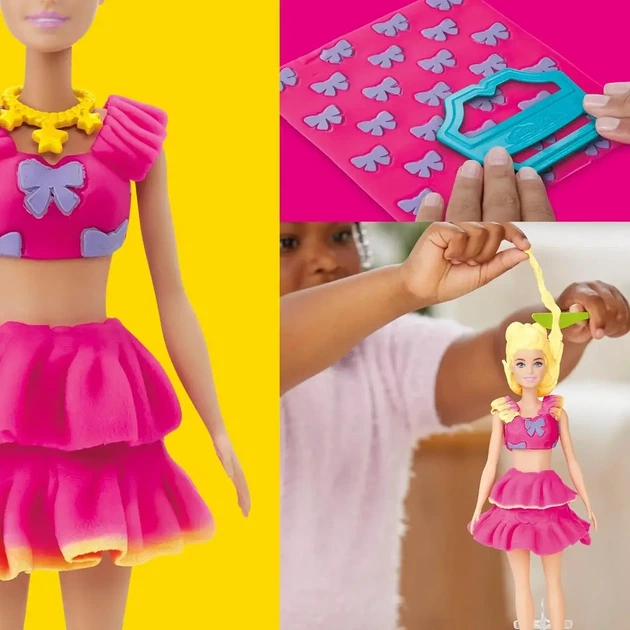 Набор для лепки Барби Рюши и бантики Play-Doh Hasbro (B0DNTSK3S3) — Пластилин с куклой Barbie - Фото 5 Набор для лепки Барби Рюши и бантики Play-Doh Hasbro (B0DNTSK3S3) — Пластилин с куклой Barbie - изображение 5