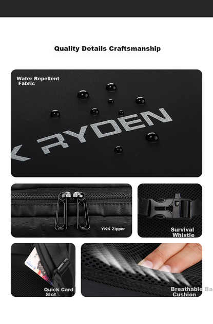 Рюкзак MARK RYDEN MR9031 мужской для ноутбука 17.3" деловой, графитово-серый - изображение 6
